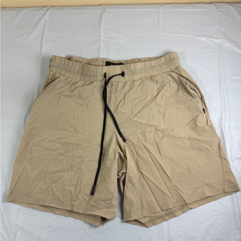 Men's Tan Athletic Shorts with Drawstring